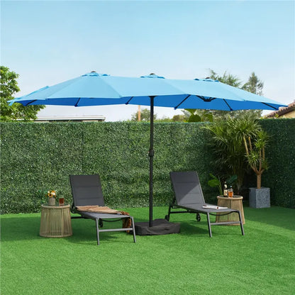 Yaheetech 13/15ft Double-Sided Patio Umbrella with 36 LED Lights, Crank and Base for Garden, Backyard and Pool