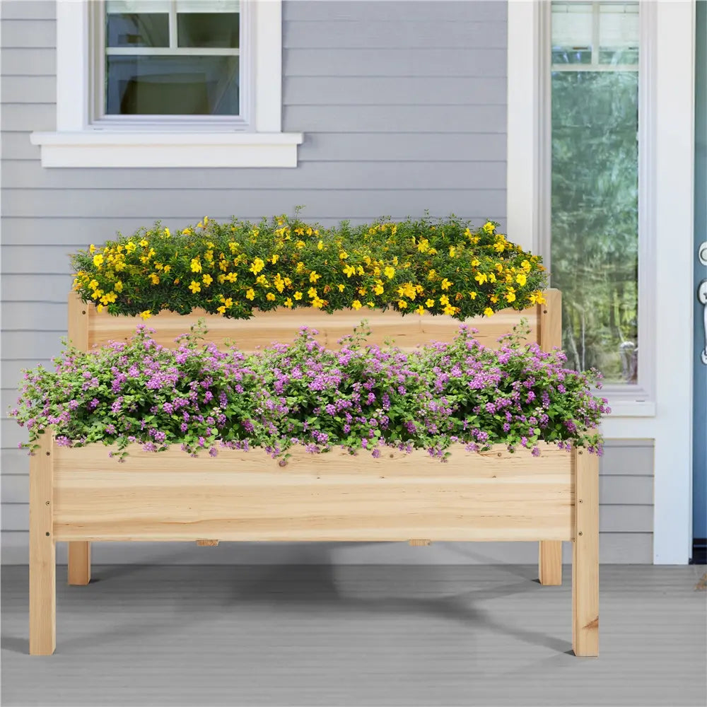 Yaheetech Large Raised Garden Bed Elevated Wooden Horticulture Planter Box with Legs Standing Growing Bed for Gardening/Backyard/Patio/Balcony