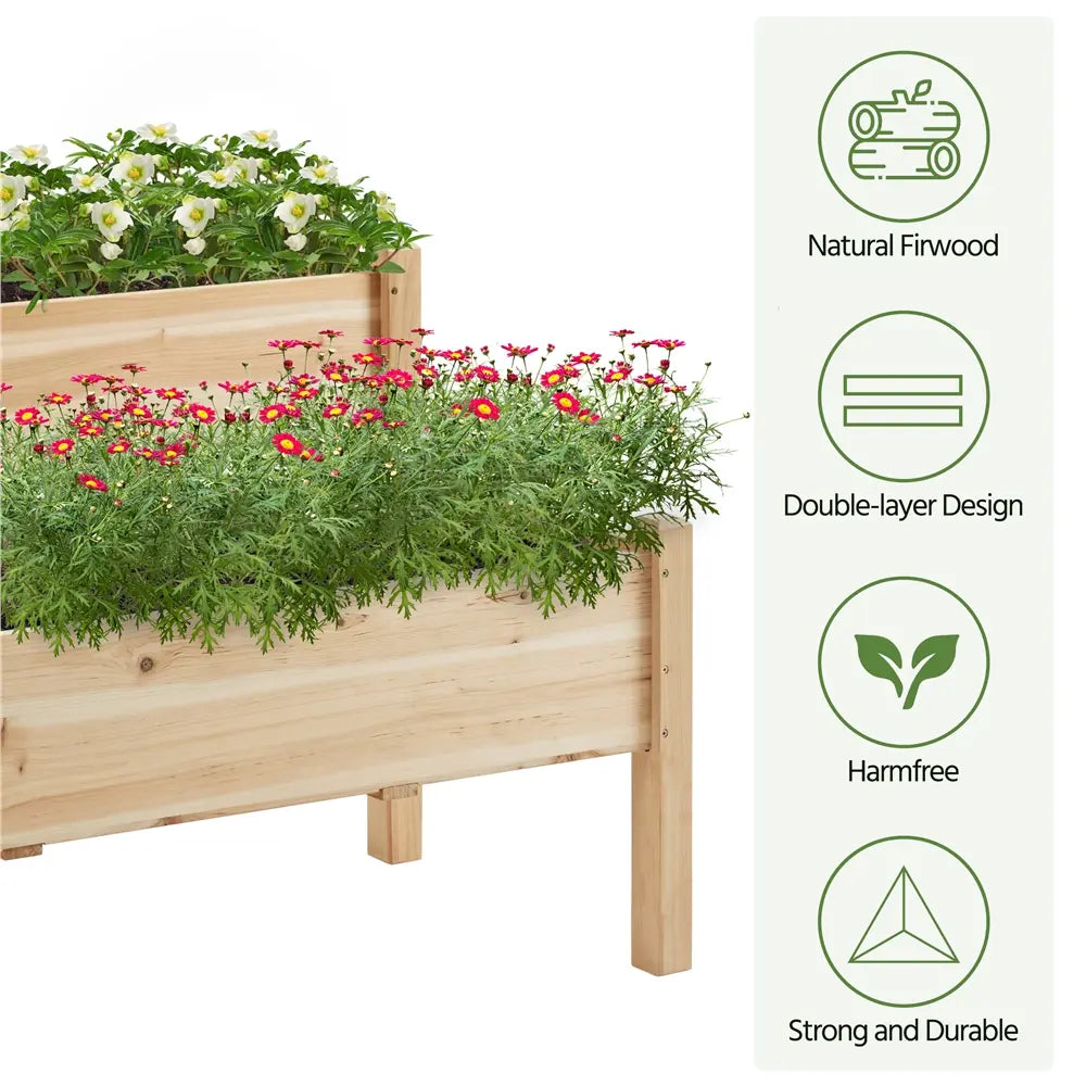 Yaheetech Large Raised Garden Bed Elevated Wooden Horticulture Planter Box with Legs Standing Growing Bed for Gardening/Backyard/Patio/Balcony
