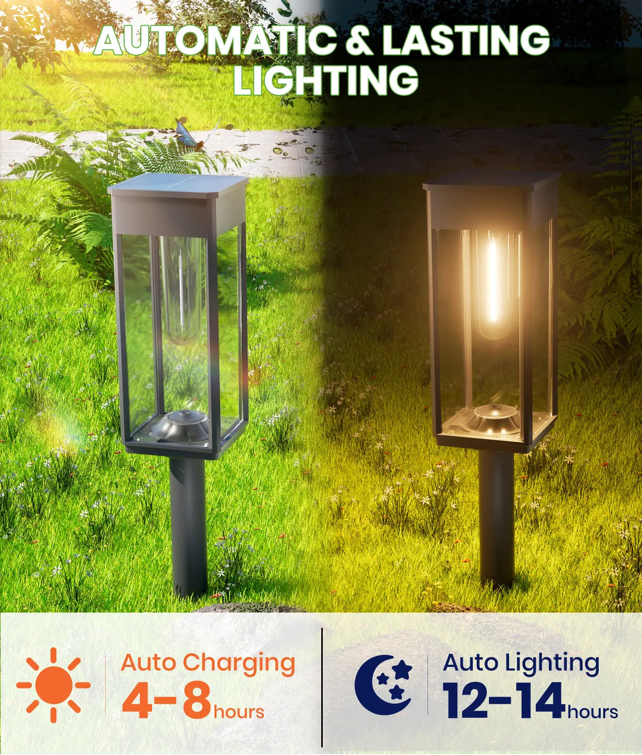 Elegant Solar Pathway Lights Modern Luxury | Easy Installation, Auto On/Off & IP65 Waterproof | For Garden, Yard & Driveway, Outdoor Solar Lighting, Decorative & Rechargeable